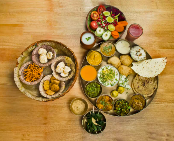 Authentic Gujarati thali served at Annkut Restaurant in Prahlad Nagar, Ahmedabad