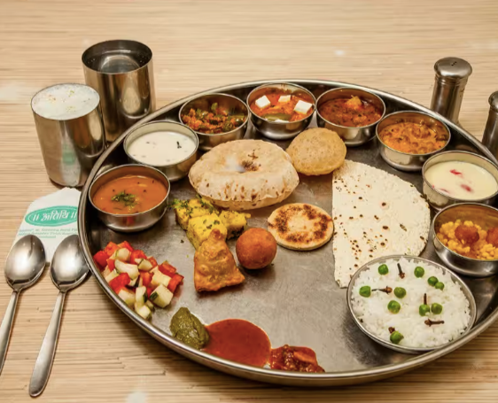 Unlimited Gujarati thali served at Atithi Restaurant in Bodakdev, Ahmedabad.